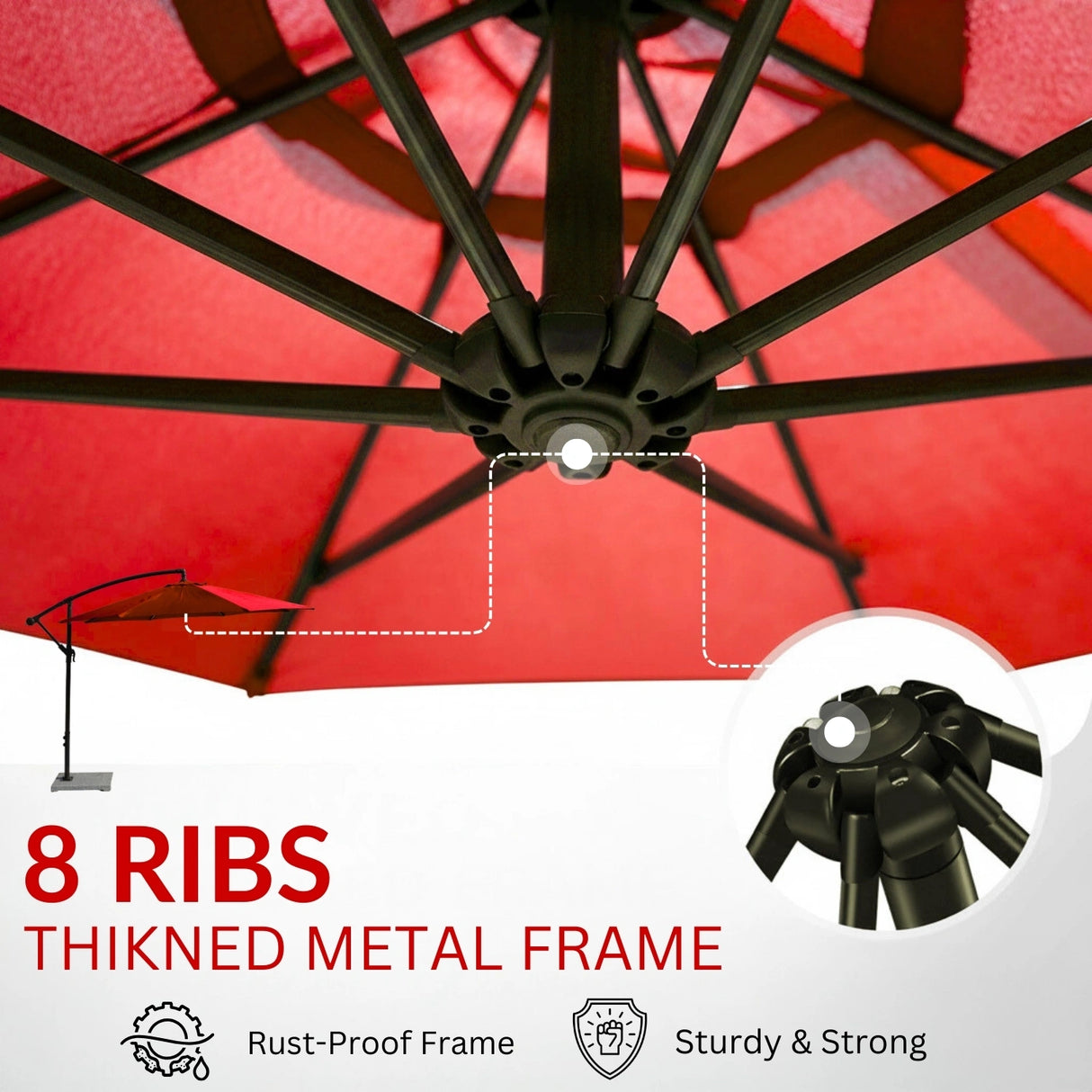 9 Ft Outdoor Offset Cantilever Patio Umbrella with Marble Base