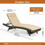 All-Weather Rattan Wicker Outdoor Chaise Lounge Chair Set of 2