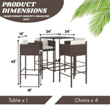 5-Piece Outdoor Rattan Wicker Bar Set