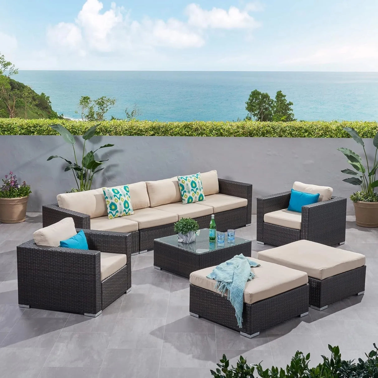 Outdoor Rattan Wicker 8-Seater Sofa Set