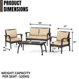 4 Pieces Patio Furniture Set, Outdoor Sectional Sofa