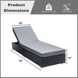 Outdoor All-Weather Rattan Wicker Lounger (Black & Grey)