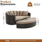 Outdoor Rattan Wicker Daybed (Dark Brown & Beige)