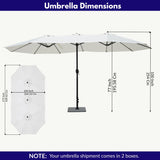 15FT Double-Sided Outdoor Patio Umbrella with Granite Base (White)