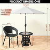 Outdoor Wicker 5-Piece Patio Set with Outdoor Umbrella