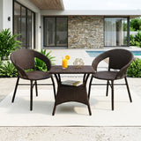Outdoor Wicker 3 Piece Patio Bistro Set (Dark Brown)
