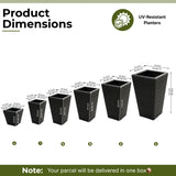 Tall Tapered Set of 6  Outdoor Wicker Planter (Black)