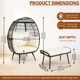 Outdoor Wicker Egg Chair with Ottoman (Black & Off-White)