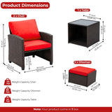 5 Piece Outdoor Patio Wicker Furniture Set