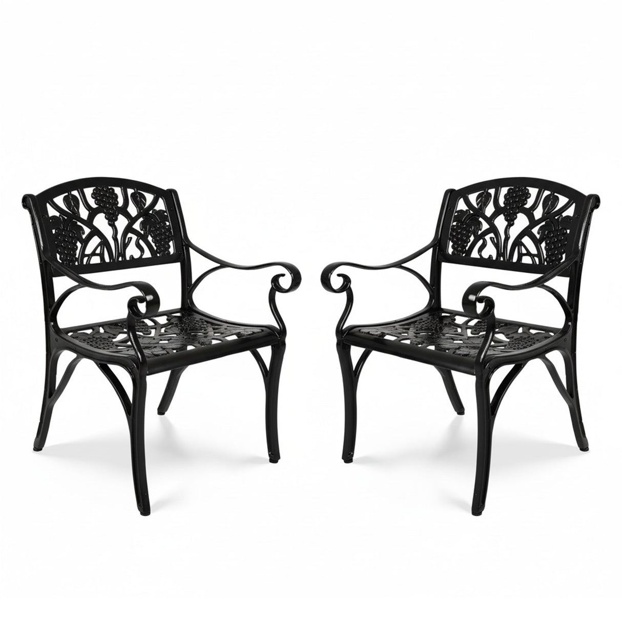 Outdoor Cast Aluminum 2 Chairs Patio Bistro Set (Black)