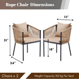 2-Piece Outdoor Rope Patio Dining Chairs