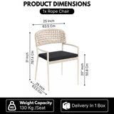 Outdoor Rope Dining Chair with Cushion (Platinum & Black)