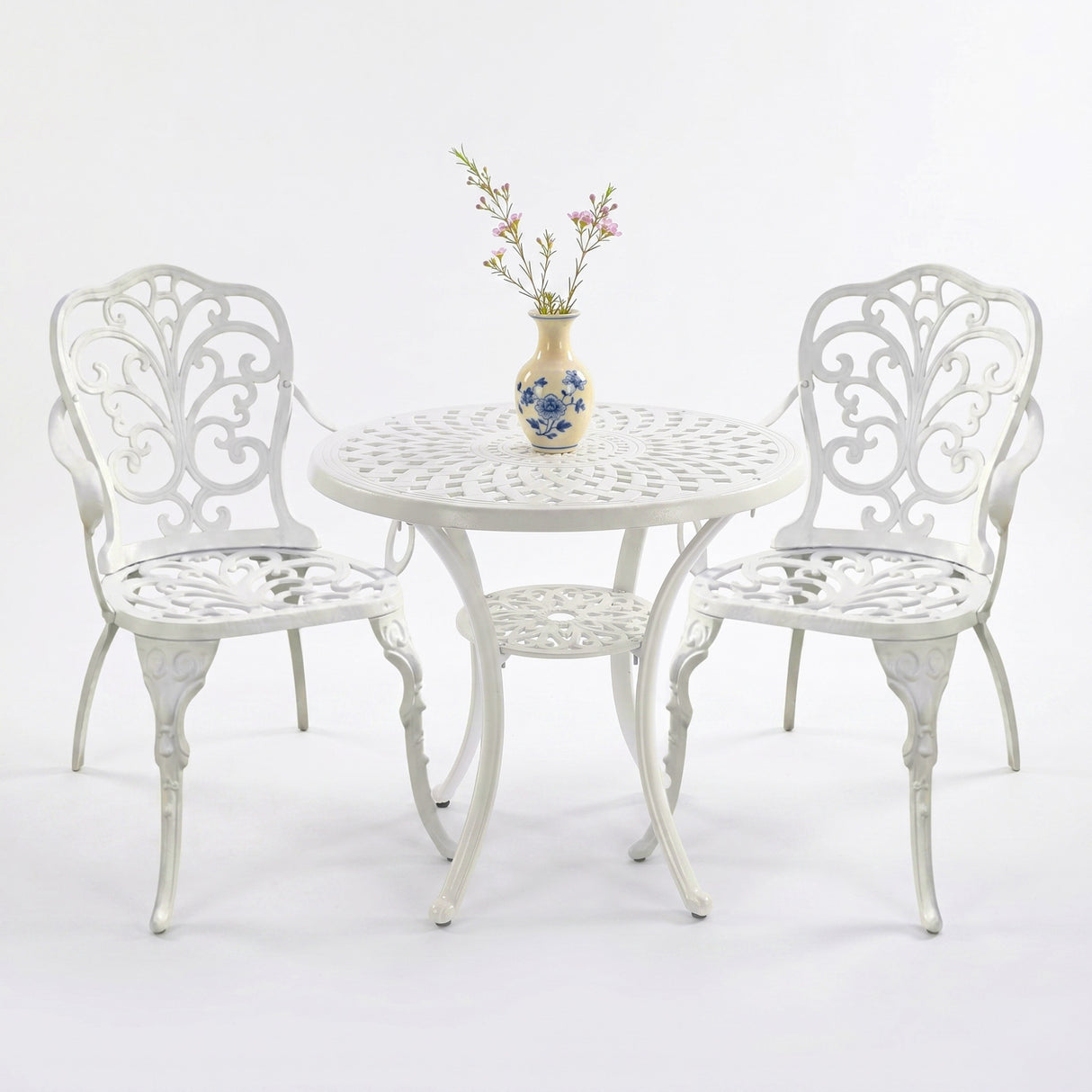 Outdoor 3-Piece Cast Aluminum Bistro Set (White)