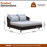 Outdoor Grey Rope Patio Daybed with Comfortable White Cushion