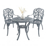 Outdoor 3-Piece Cast Aluminum Bistro Set (Grey)