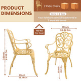 Outdoor Cast Aluminum Bistro Set with 2 Chairs (Beige)