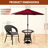Outdoor Wicker 5-Piece Patio Set with Outdoor Umbrella