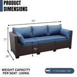 3-Seater Outdoor Rattan Wicker Patio Sofa