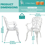 Outdoor Cast Aluminum Bistro Set with 2 Chairs (White)