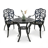 Outdoor 3-Piece Cast Aluminum Bistro Set (Black)