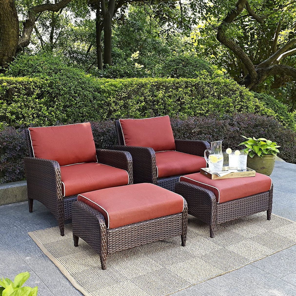 Outdoor 4 Piece Patio Wicker Furniture Set