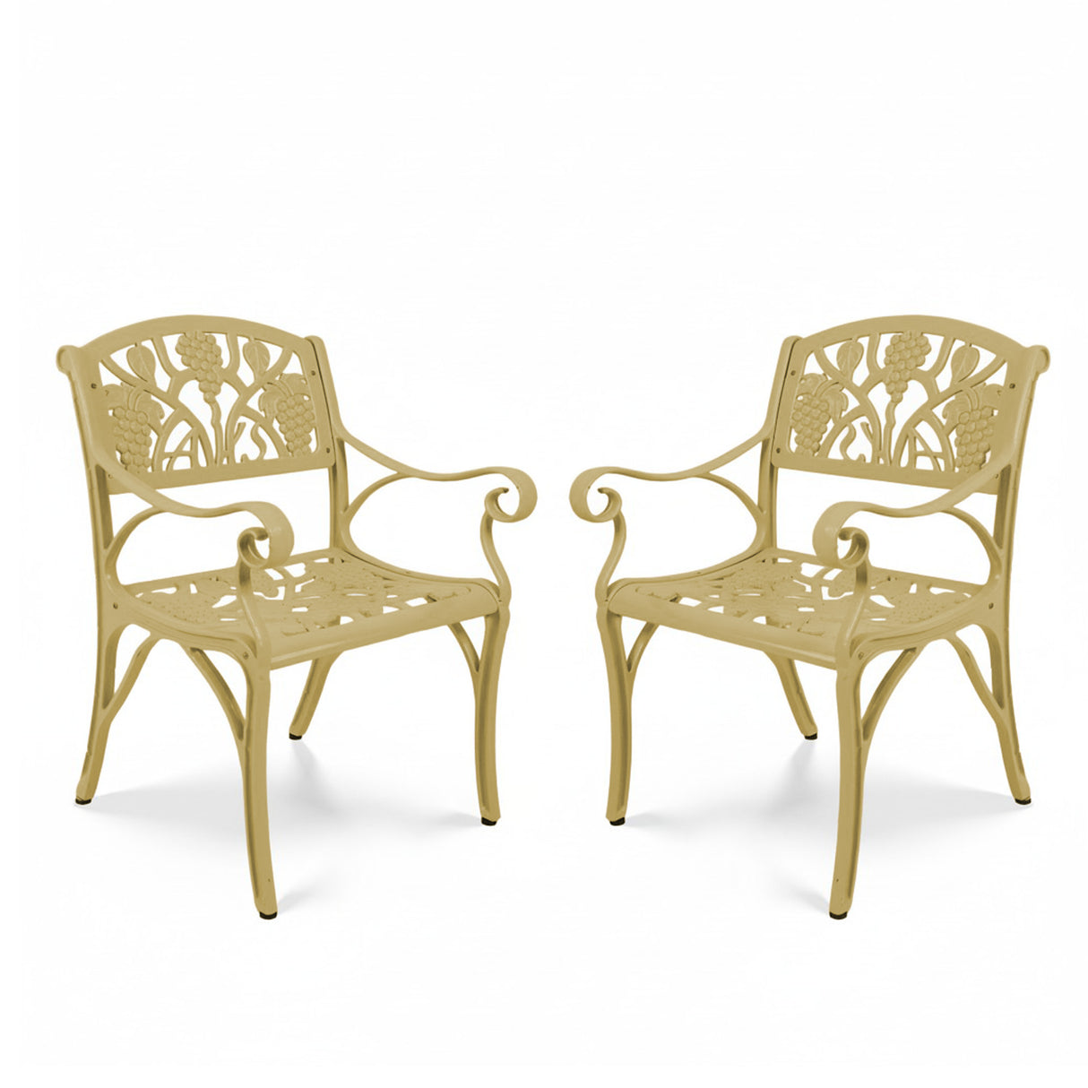 Outdoor Cast Aluminum 2 Chairs Patio Bistro Set (Beige)