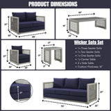 Outdoor Wicker Woven 6 Pieces Sectional Patio Furniture Set