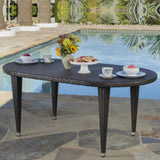 Outdoor Rattan Wicker Round Patio Table (Black)