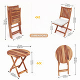 Acacia Wood Foldable Outdoor Bistro Set – 2 Chairs & Round Table