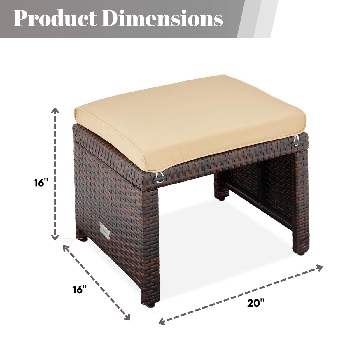 Set of 2 Wicker Ottomans, Multipurpose Outdoor Furniture