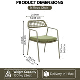 Outdoor Rope Dining Chair with Cushion (Green)