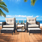 Outdoor 5 Piece Patio Wicker Furniture Set
