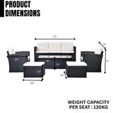 6 Piece Outdoor Conversation Set All Weather Wicker Sectional Sofa