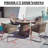 5-Piece Outdoor Patio Dining Set & Glass Top Table
