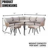 L-Shape Outdoor Rope Sofa Set