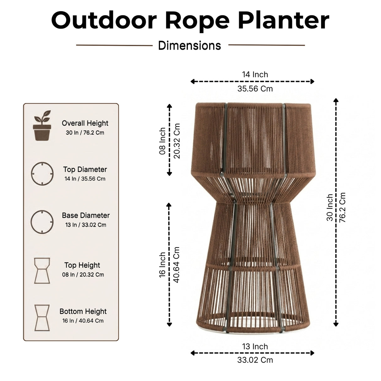 Devoko Outdoor Rope Planter Stand Set (Brown)