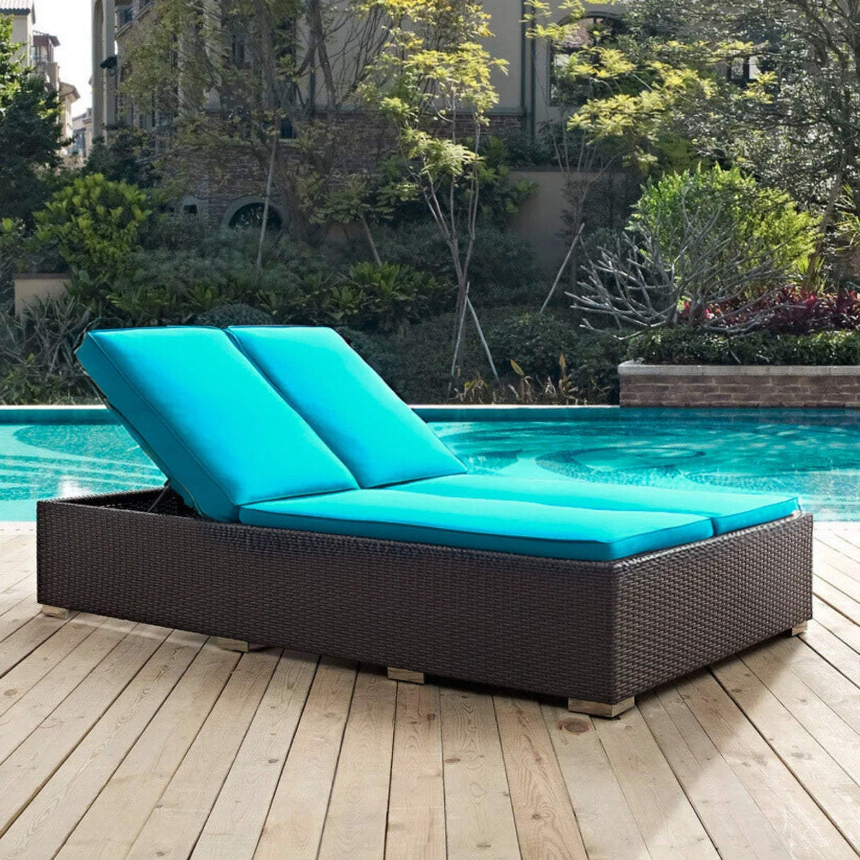 Outdoor All-Weather Rattan Wicker Chaise Lounge Chair Set of 2