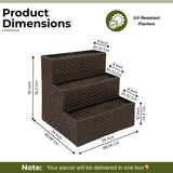 Outdoor 3-Tier Wicker Raised Planter Stand (Dark Brown)