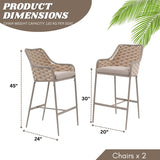 2-Piece Outdoor Rope Bar Chairs – Stylish Comfort Built to Last
