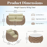 4 Piece Outdoor Rope Sofa Set (Beige & Cream)