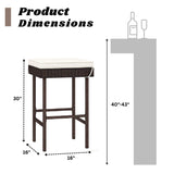 2-Piece Rattan Wicker Patio Bar Stools