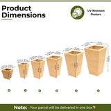 Tall Tapered Set of 6  Outdoor Wicker Planter (Beige)