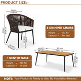 7-Piece Outdoor Patio Dining Set With Wooden Tabletop
