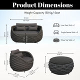 4 Piece Outdoor Rope Sofa Set (Black)