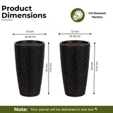 2-Piece Outdoor Wicker Planter Set (Black)