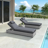 Outdoor Wicker Lounge Chairs Set of 2 With Side Table