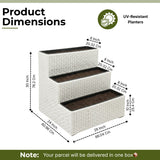 Outdoor 3-Tier Wicker Raised Planter Stand (White)