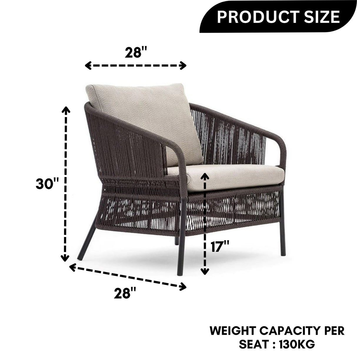 2-Piece Outdoor Rope Single Seater Sofa