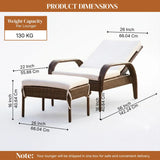 Outdoor Wicker 2 Piece Patio Armchair Recliner with Ottoman