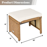 Set of 2 Wicker Ottomans, Multipurpose Outdoor Furniture